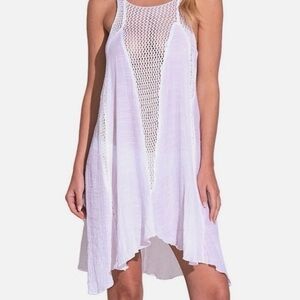Elan Boho White Mesh Beach Cover-Up Dress